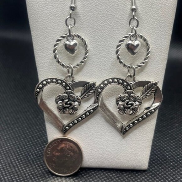 Double Heart Earrings - Picture 5 of 7